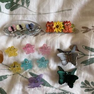 Vintage 90s Butterfly and Flower Hair Clips